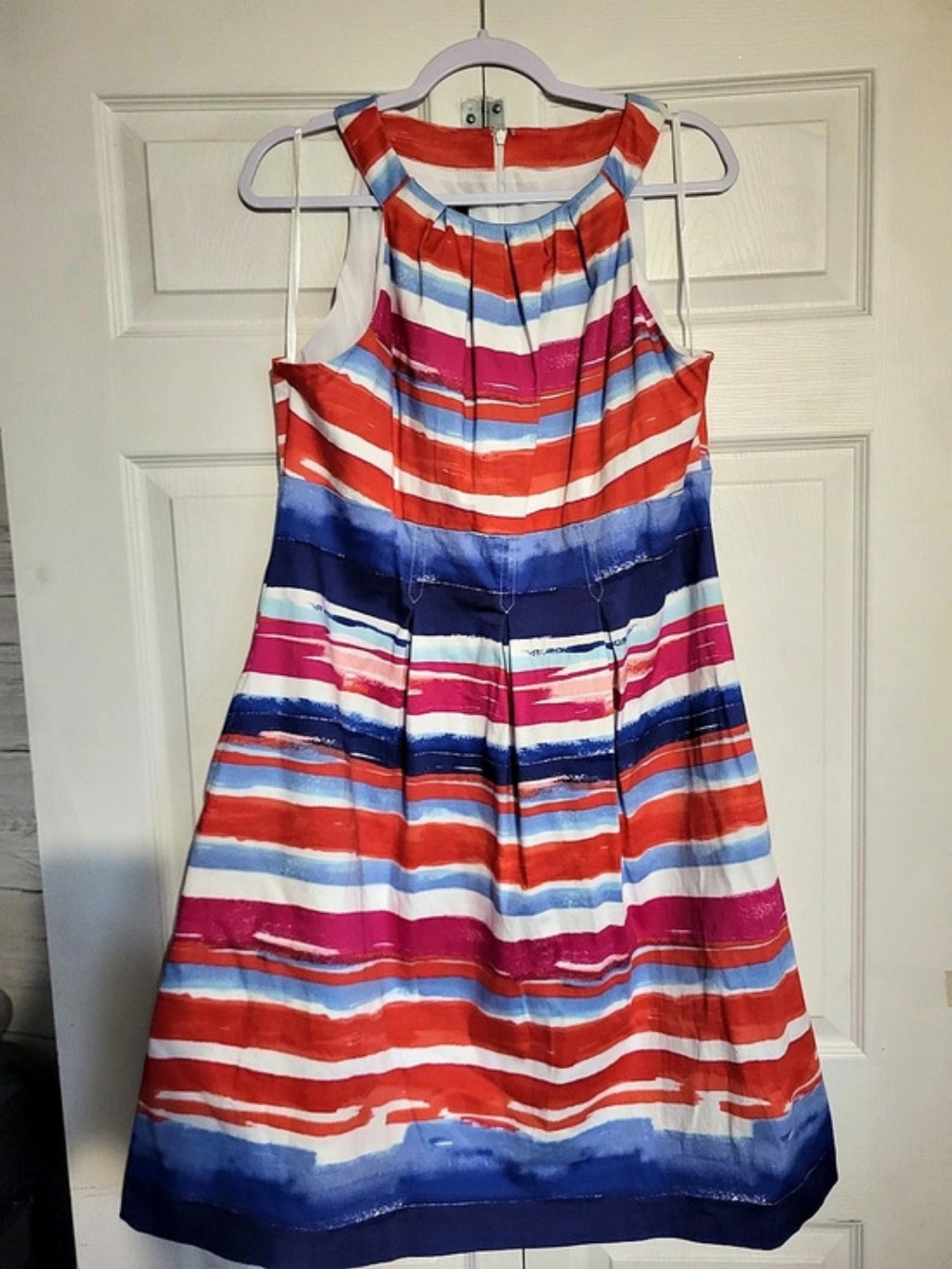 Nine West Striped Midi Dress in Red & Blue Size 16